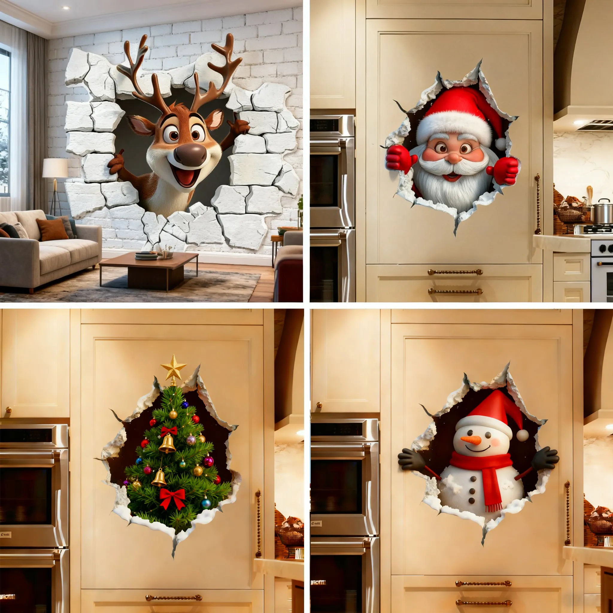 🎅Креативни стикери за стена с тема Дядо Коледа