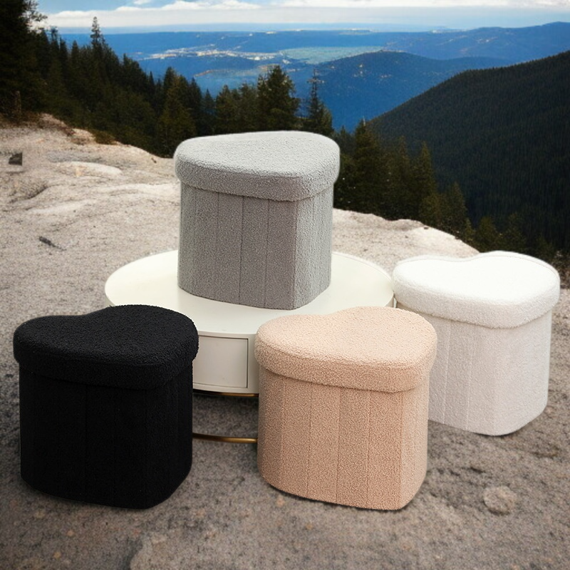 Multifunktionaler Sitzhocker mit Stauraum in Herzform