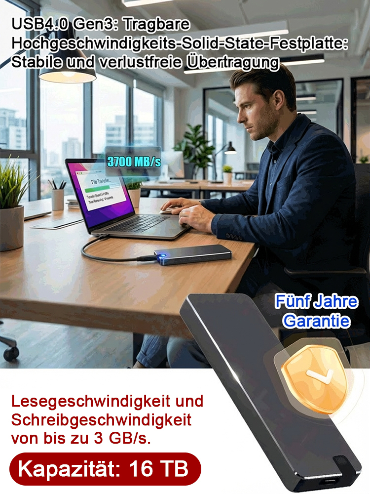 USB4.0 Gen3 – Tragbare Hochgeschwindigkeits-SSD: Stabile und verlustfreie Übertragung