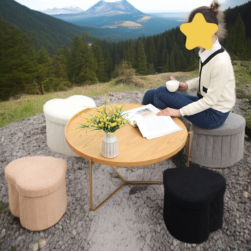 Bequemer Hocker mit verstecktem Stauraum in Herzform