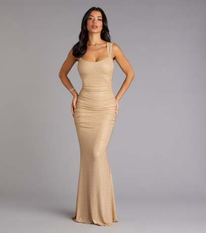 Feel polished and confident in the Kaylie Rhinestone Mermaid Formal Dress, a prom dress designed with luxe fabric and modern detail that shows off your vibe.