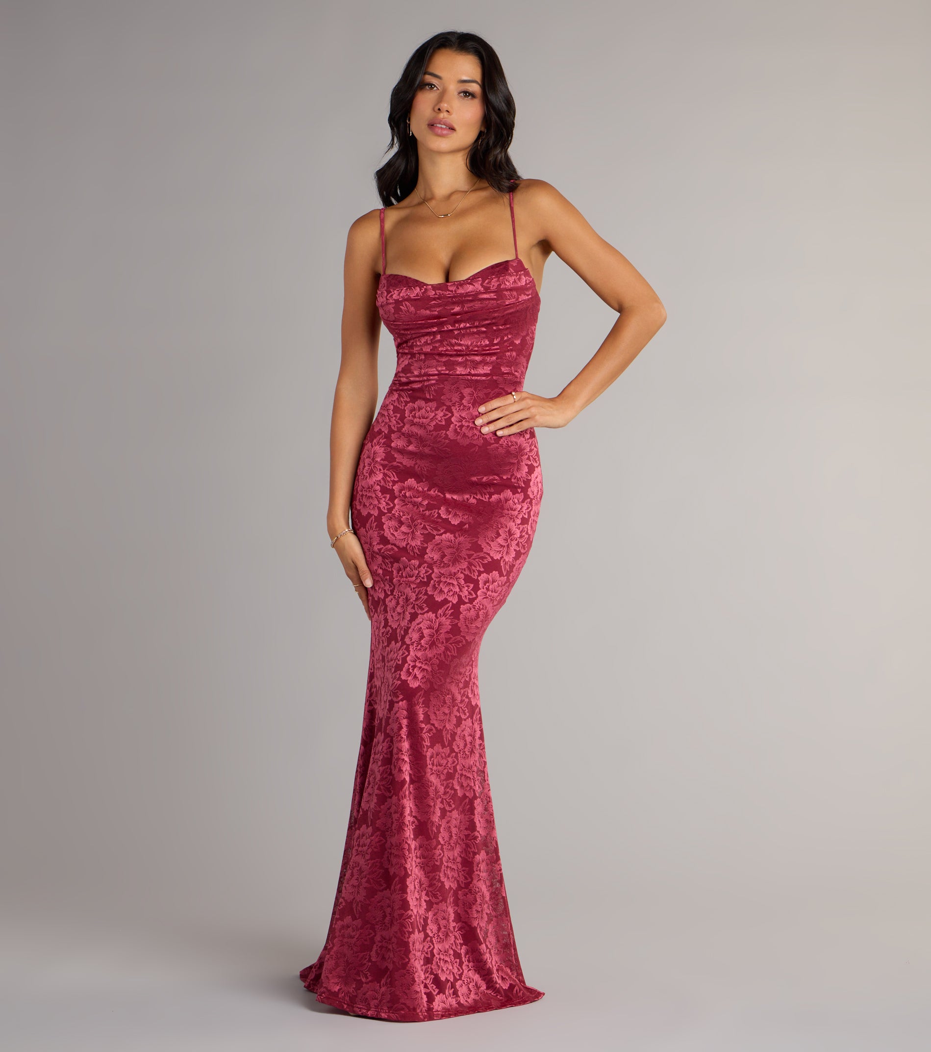 Feel polished and confident in the Haisley Open Back Floral Lace Mermaid Dress, a prom dress designed with luxe fabric and modern detail that shows off your vibe.