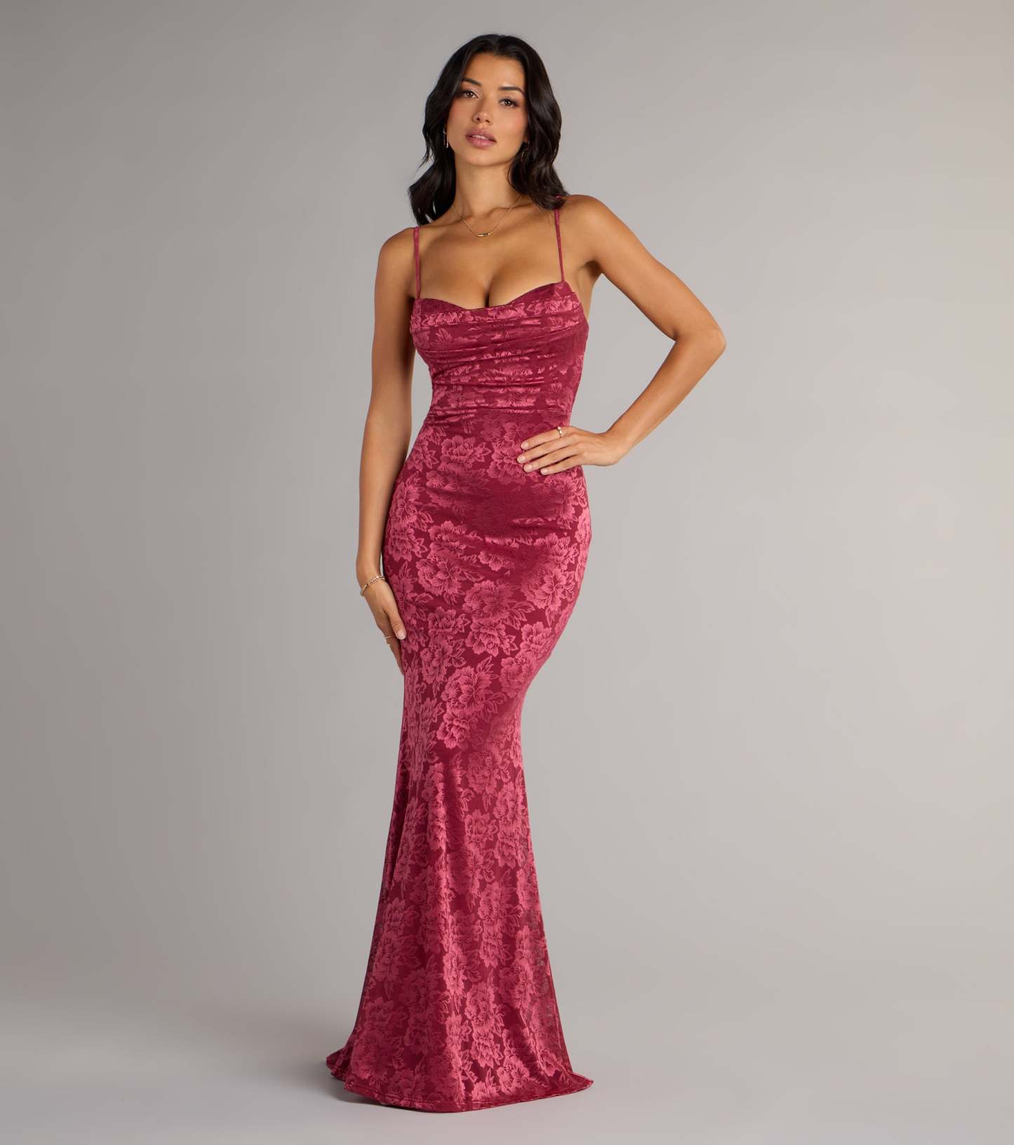 Feel polished and confident in the Haisley Open Back Floral Lace Mermaid Dress, a prom dress designed with luxe fabric and modern detail that shows off your vibe.
