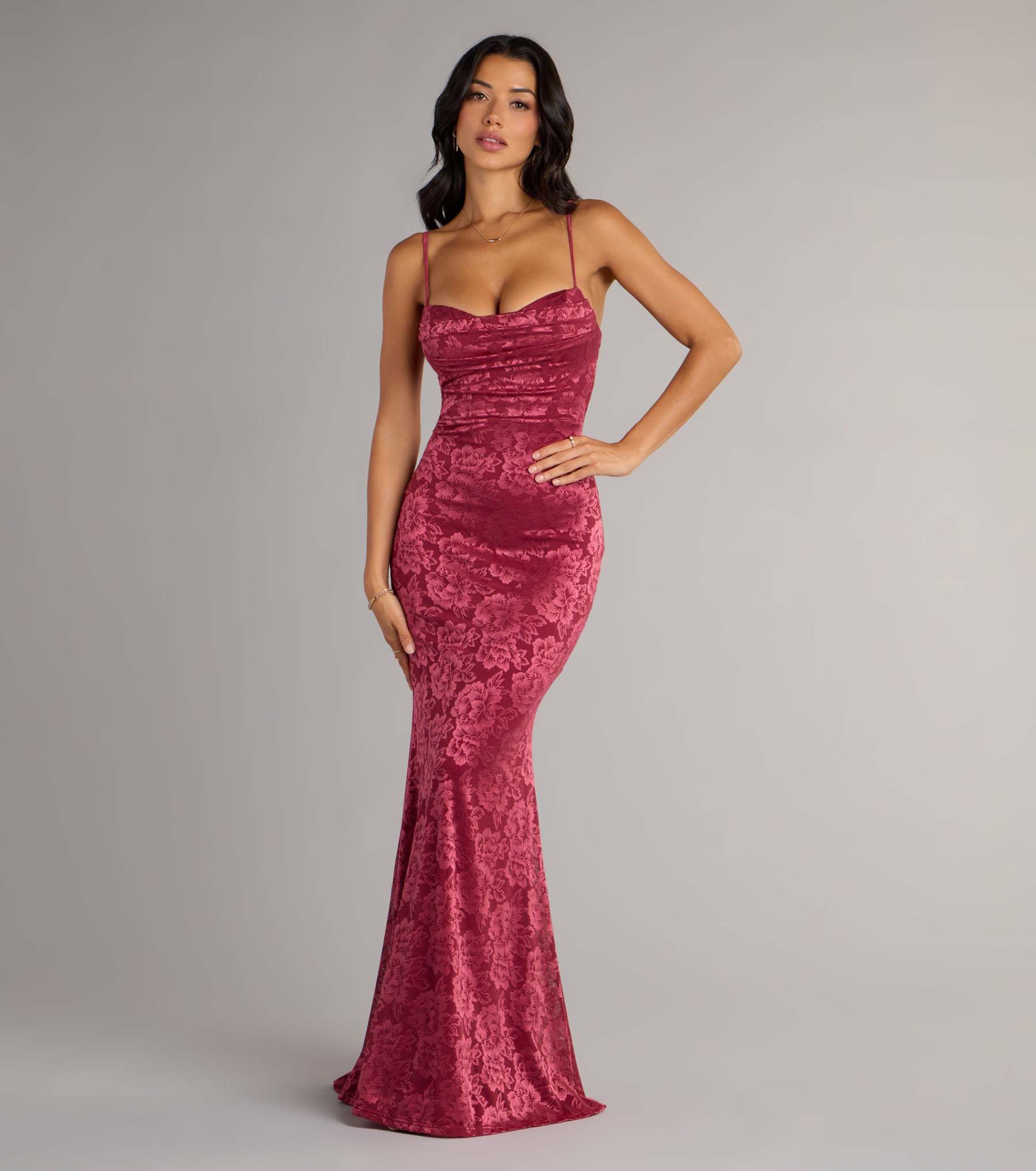 Feel polished and confident in the Haisley Open Back Floral Lace Mermaid Dress, a prom dress designed with luxe fabric and modern detail that shows off your vibe.
