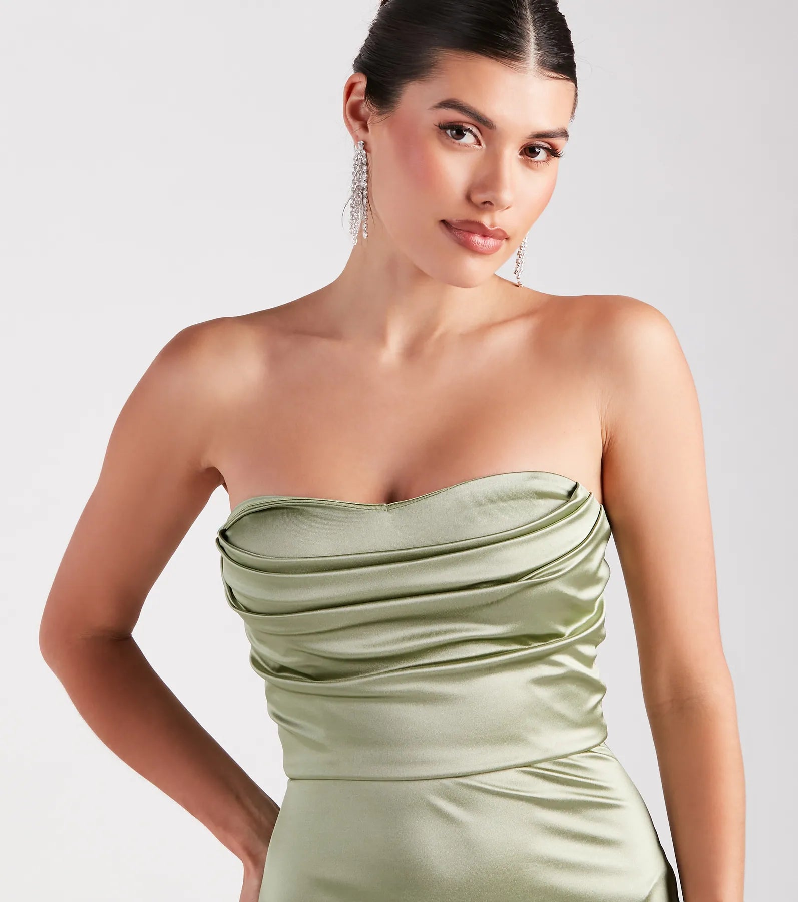 Whether it's the color or silhouette of the Priscilla Formal Satin Strapless Mermaid Dress, this sage bridesmaid dress is a gorgeous pick for a maid-of-honor or to create a bridal party look ready to celebrate!