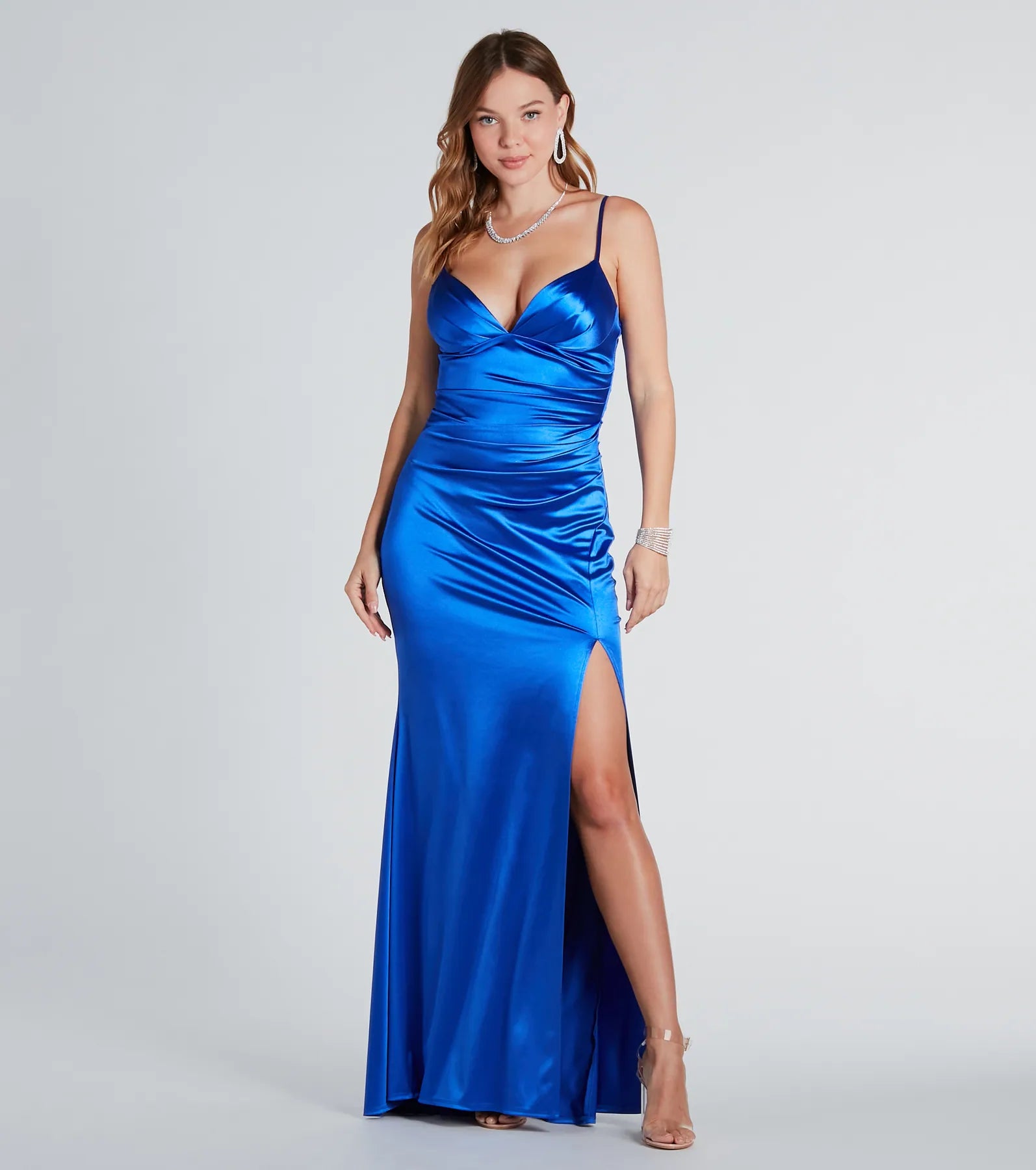 Feel polished and confident in the Jordyn Formal Satin Mermaid Dress With Train, a royal blue prom dress designed with luxe fabric and modern detail that shows off your vibe.