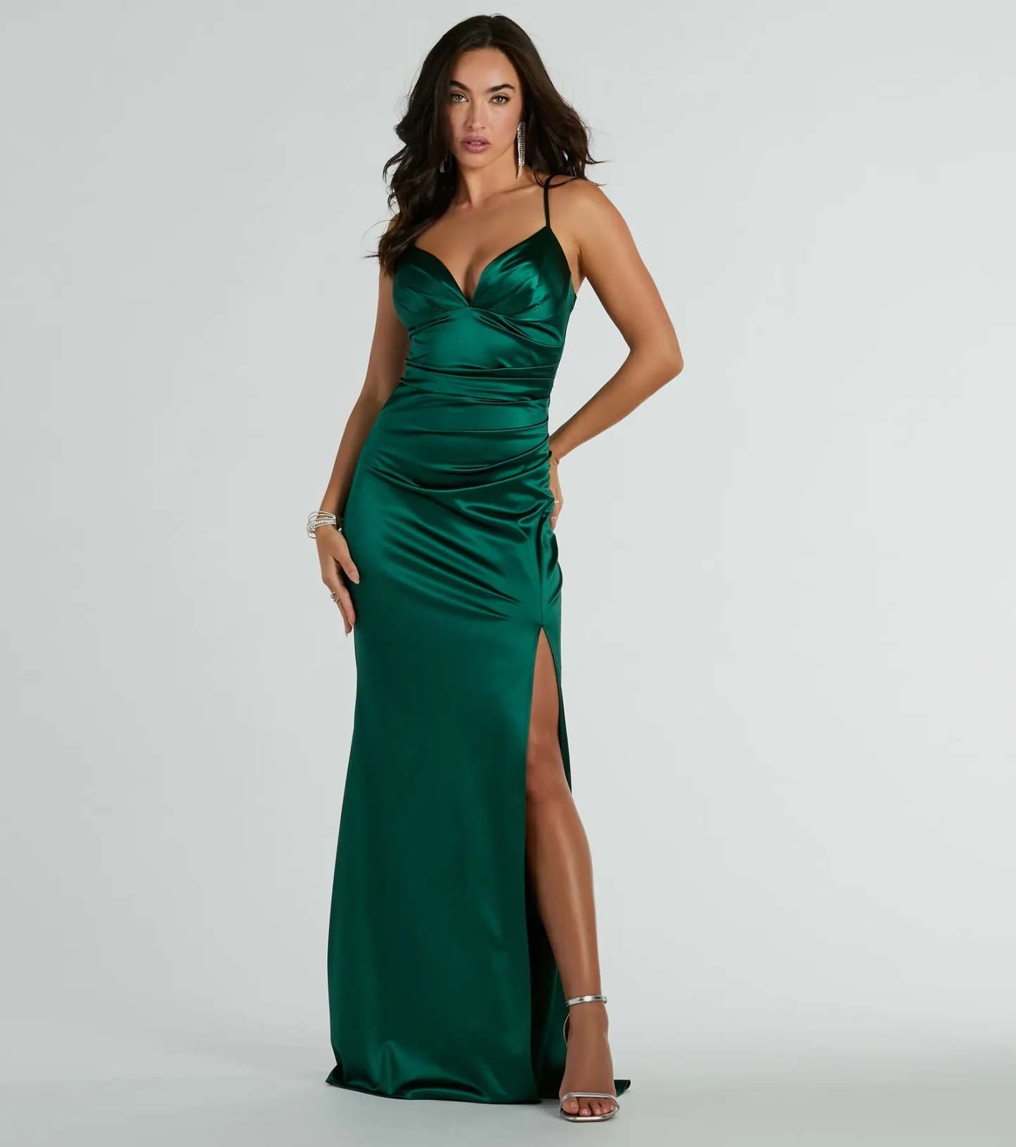 Feel polished and confident in the Jordyn Formal Satin Mermaid Dress With Train, a hunter green prom dress designed with luxe fabric and modern detail that shows off your vibe.