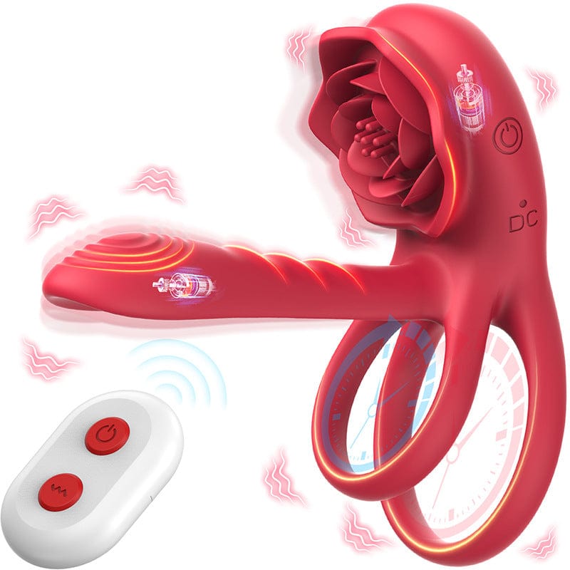 Rose Cock Ring Vibrator Clit Stimulator Couple Toy Upgraded Version-IntimiLife