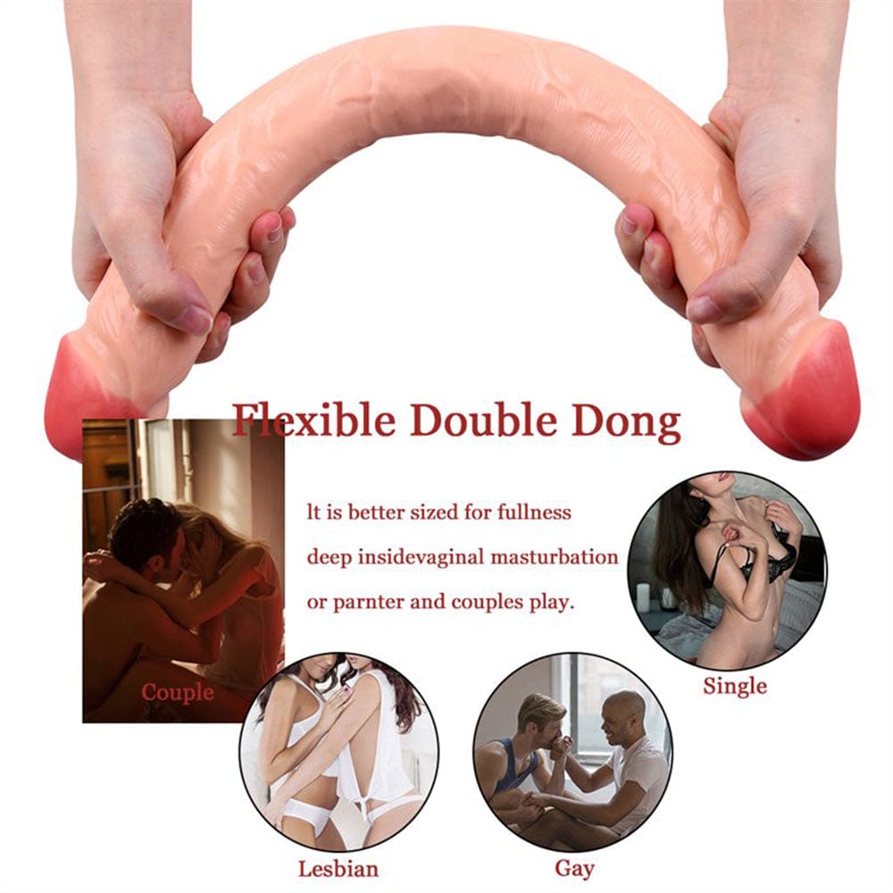 Dildo displayed with measurement showing 18.11-inch length