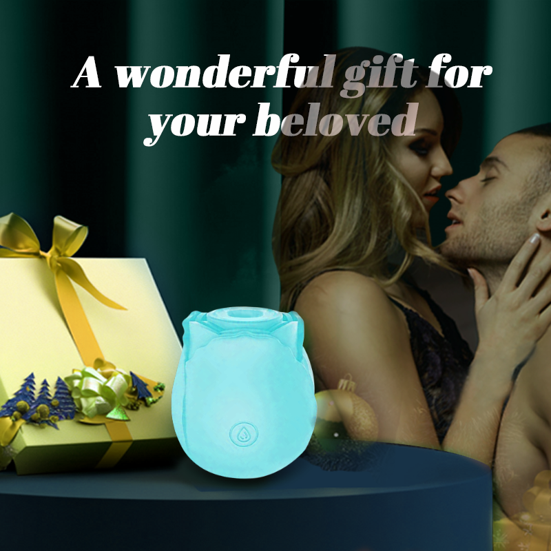 LunaGlow Luminous Rose Suction Massager in Blue