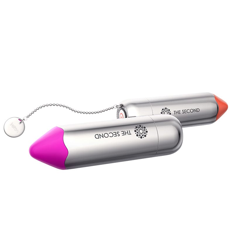 Vibrator displayed with size comparison to lipstick for discreet portability