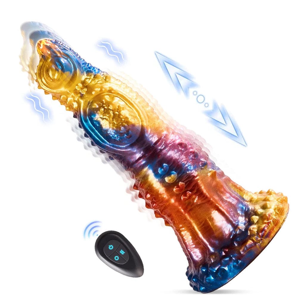 7‘’ Colorful Golden Phoenix Electric Telescopic Vibrating Dildo With Remote Control-IntimiLife