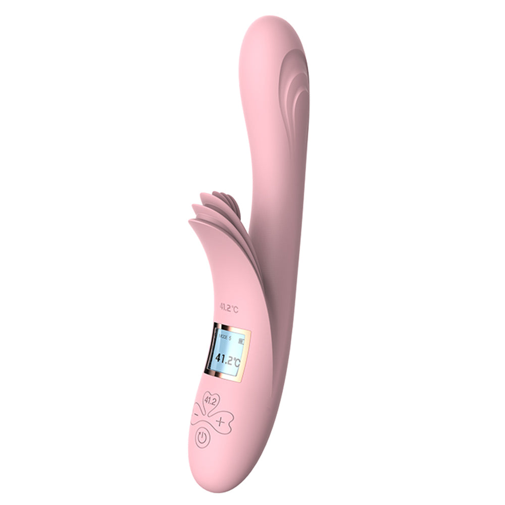 Flexible silicone G spot vibrator with temperature control feature