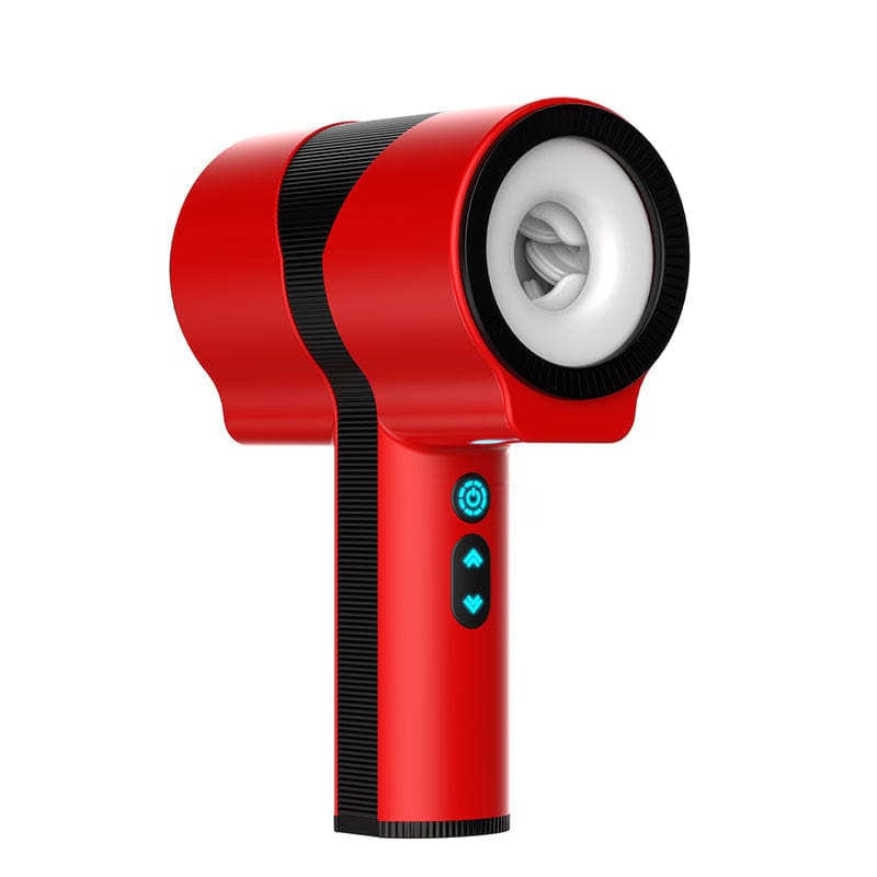 Close-up of multi-frequency vibration and contraction features on male pleasure device