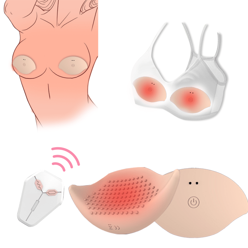 Invisible wearable breast massager shown in flesh color on neutral background