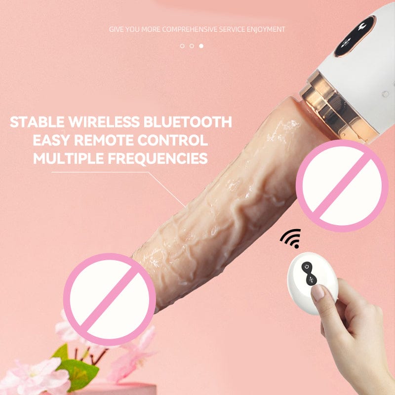 Remote-controlled suction cup dildo machine with realistic design