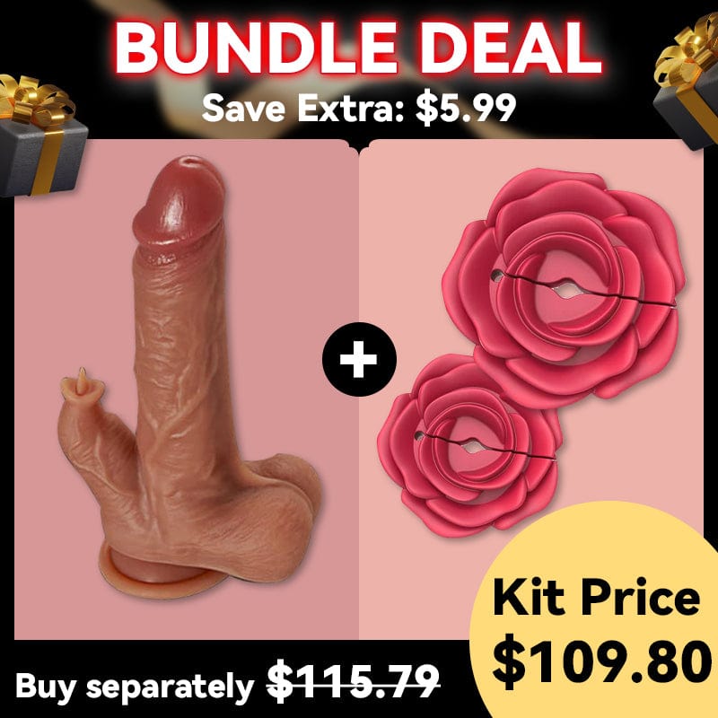 Realistic dildo showing tongue-licking tip and detailed shaft texture