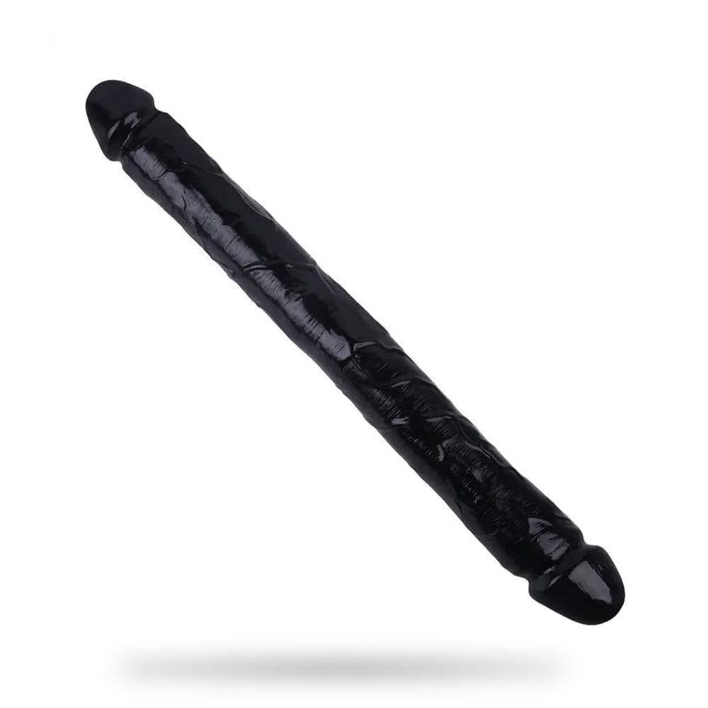 Double-ended silicone anal dildo showing both size options