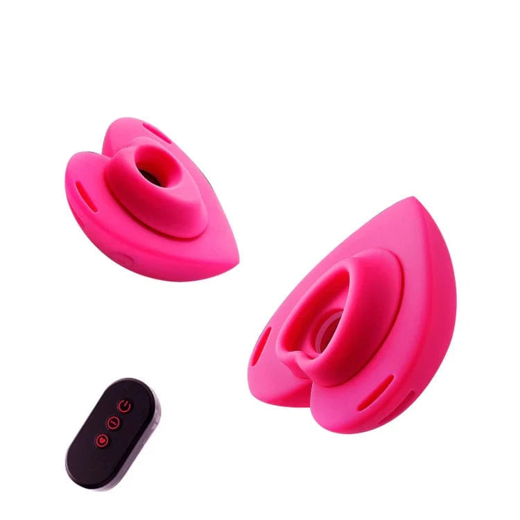 Lockink Pink Love-shaped Wearable Clitoral Suction Vibrator With Remote Control-IntimiLife