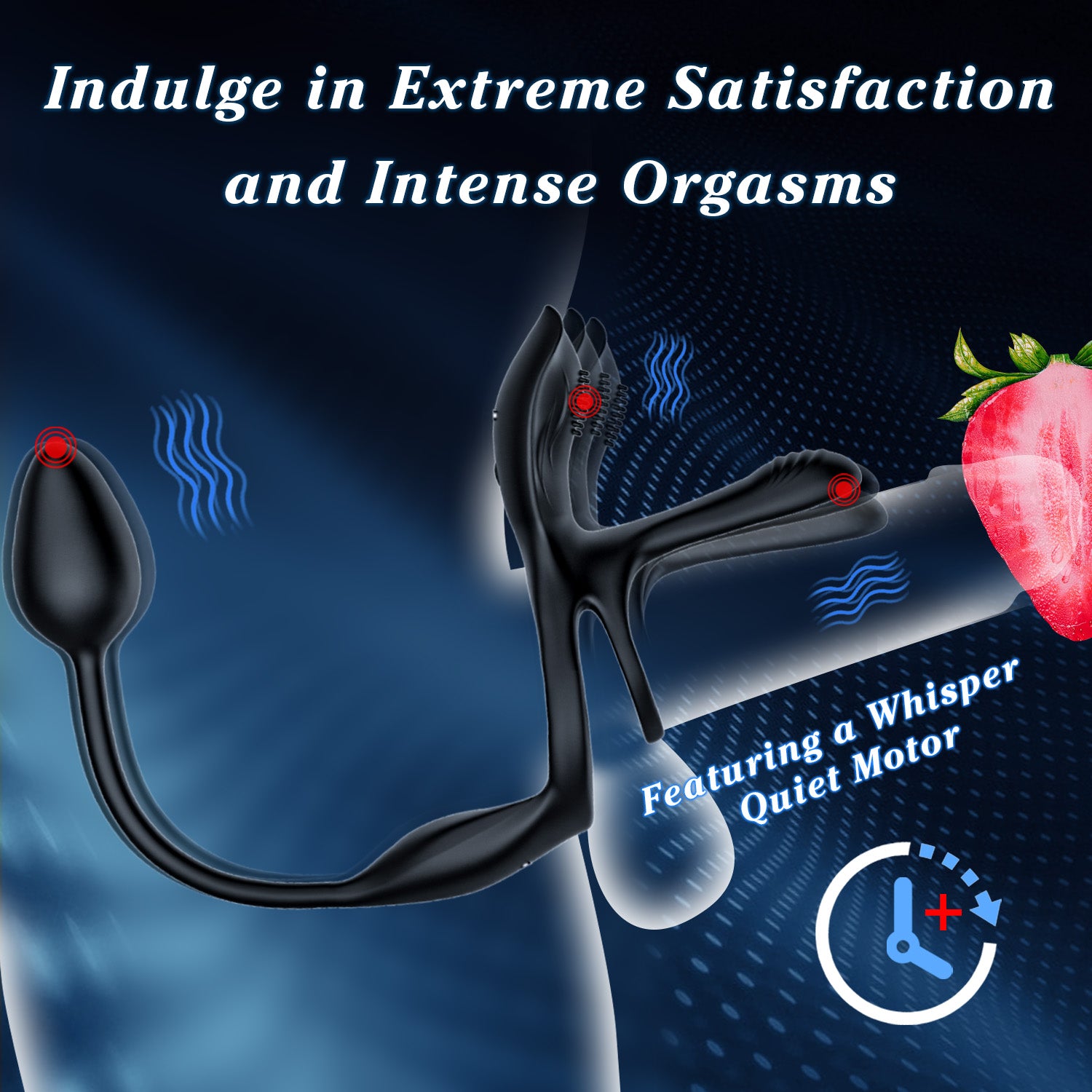 Close-up of flexible silicone cock ring and tapered anal plug for comfortable fit