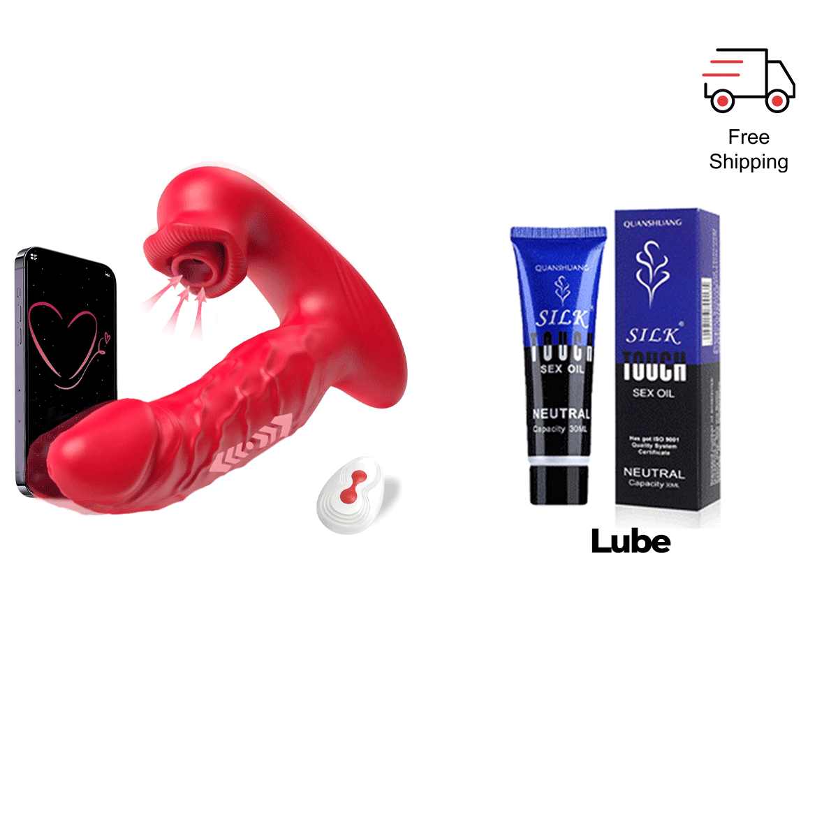 Trovina Vibrator Massager - 2-in-1 with External & Internal Motion side view and design details