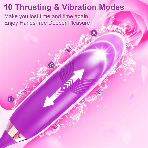 intimilife - Rose Muncher Rose Kiss Tongue Vibrator With Thrusting Dildo Vibrator-IntimiLife
