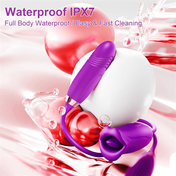 intimilife - Rose Muncher Rose Kiss Tongue Vibrator With Thrusting Dildo Vibrator-IntimiLife
