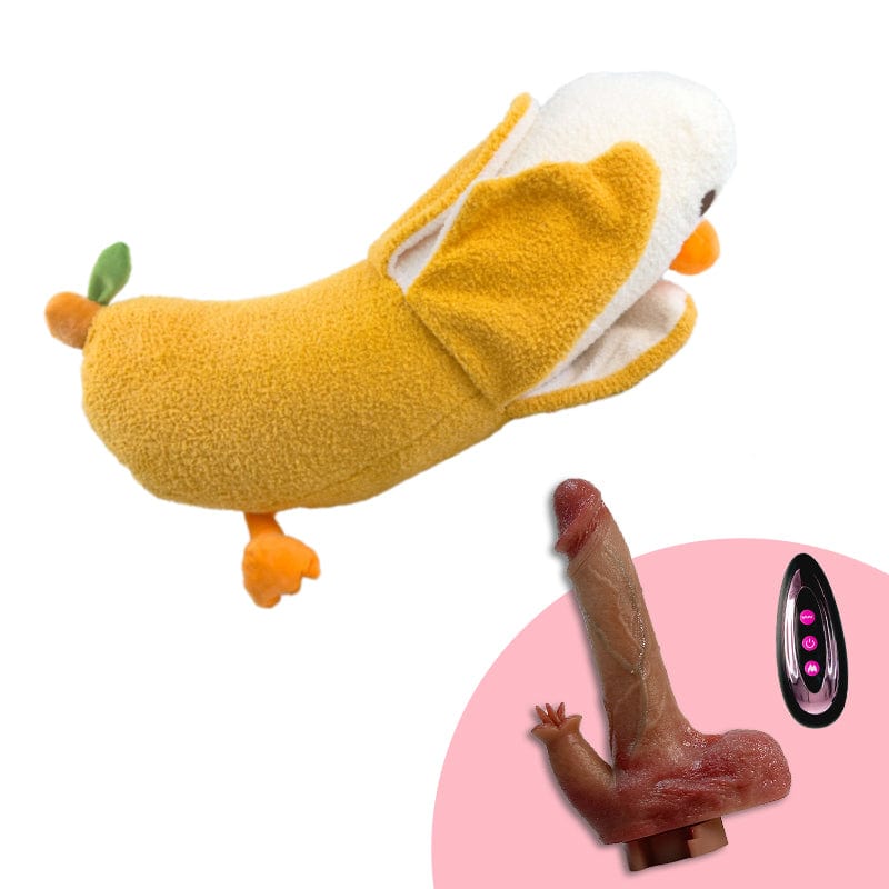 Person using remote control to operate the discreet plush machine
