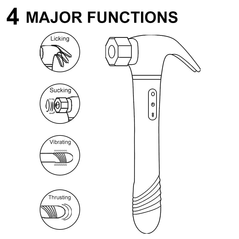 Close-up of suction function with multiple intensity settings on hammer vibrator