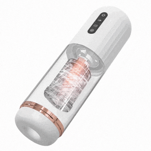 10-frequency rotating male masturbator showing telescopic design
