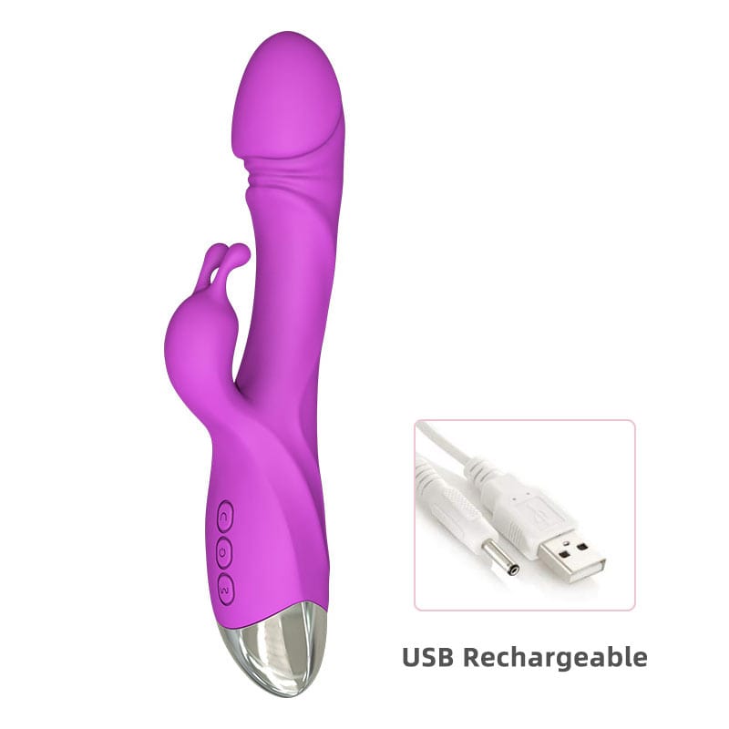 Wand vibrator with USB charging cable showing rechargeable battery for long-lasting use