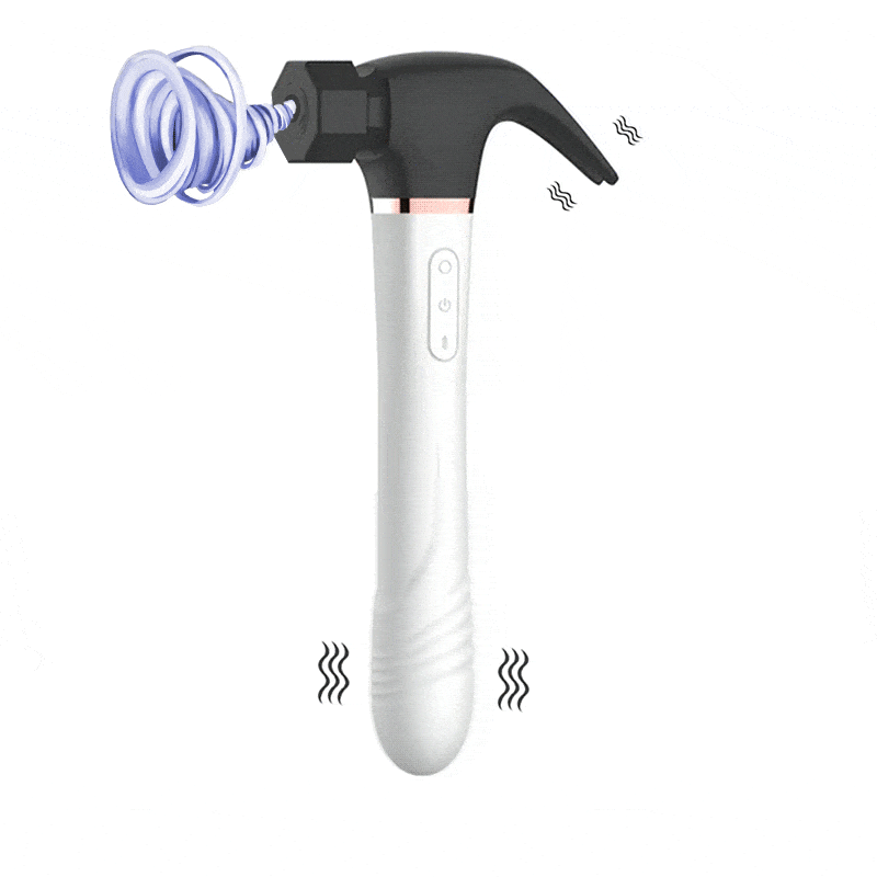 Hammer-shaped dual-function vibrator showing ergonomic design and body-safe silicone construction
