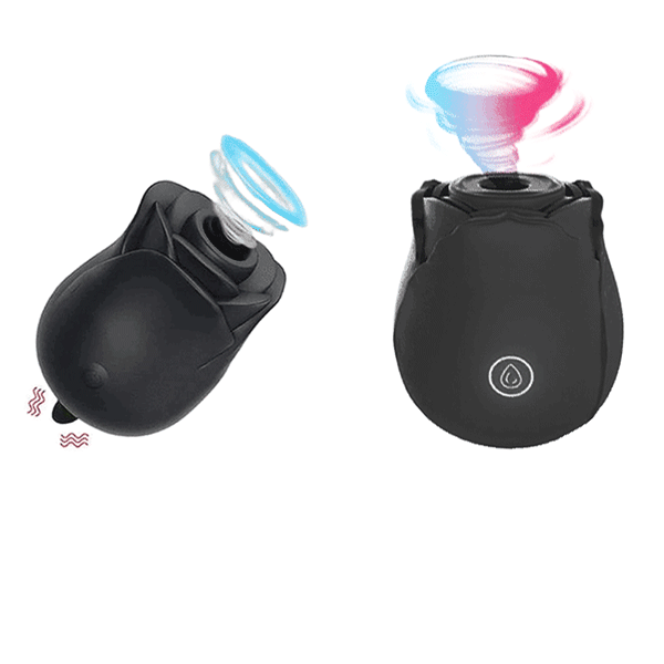 Self-Care Set for Black Rose 2-in-1 Suction & Tongue-Style Massager Set features and controls