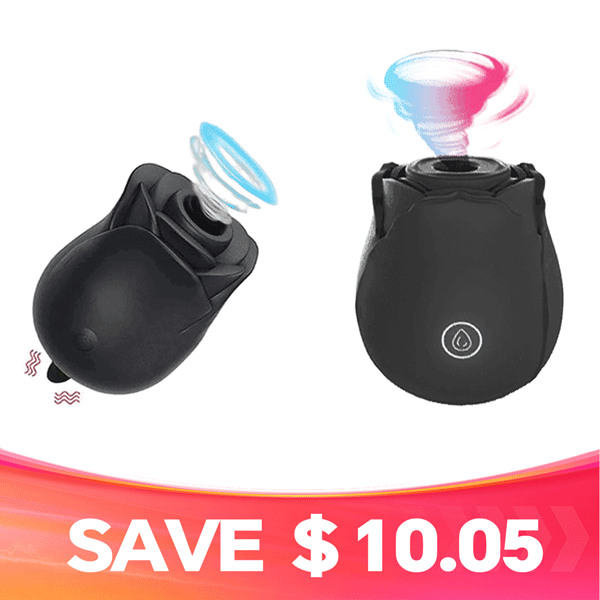 Self-Care Set for Black Rose 2-in-1 Suction & Tongue-Style Massager Set