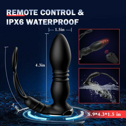 Double Lock Ring Sperm Prostate Massager Remote Control Anal Plug-IntimiLife
