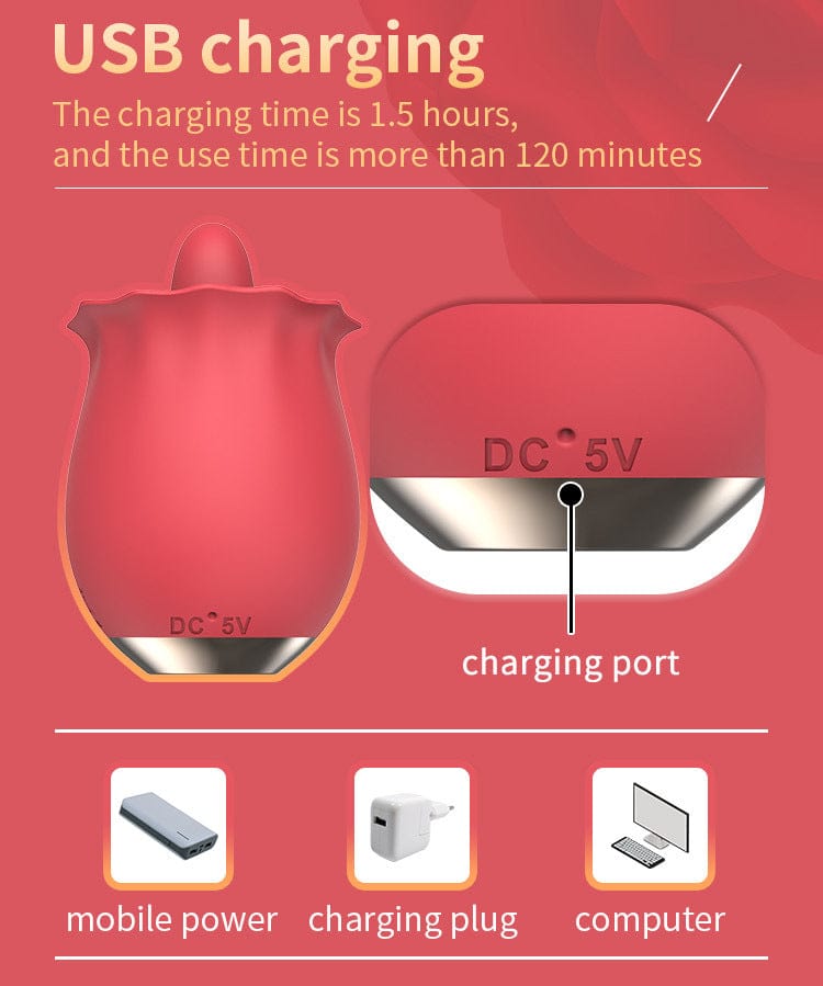 Close-up of the tongue licking feature on the vibrator for realistic oral sensation