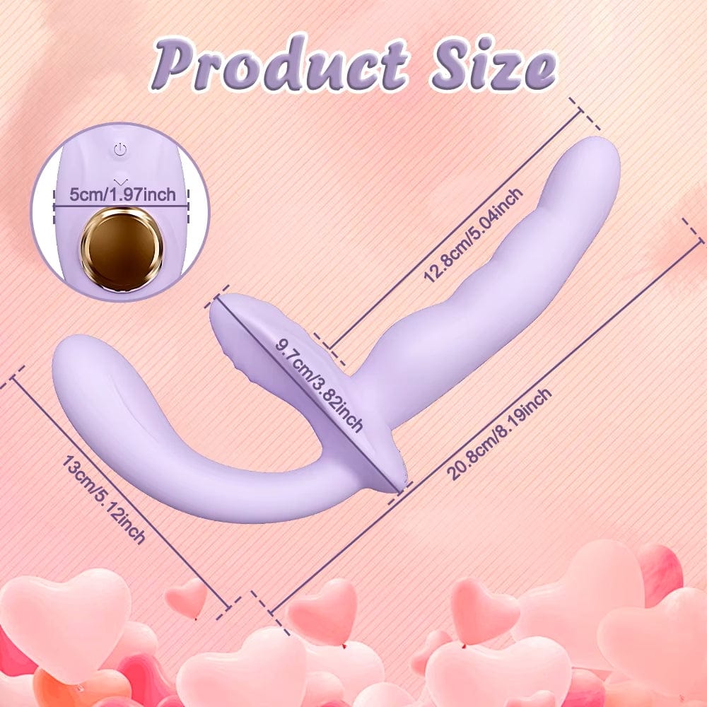 Strapless strap-on dildo showing double-ended design and remote control