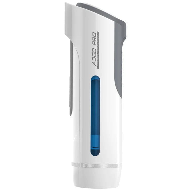Close-up of heating function and control buttons on male pleasure device