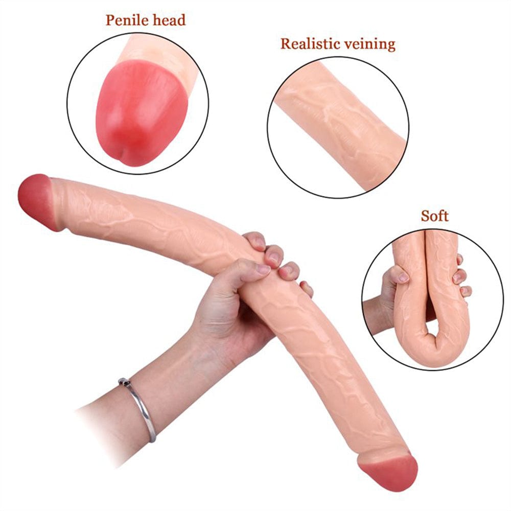 18.11‘’ Double-Ended Soft Silicone Simulated Anus Masturbation Dildo-IntimiLife