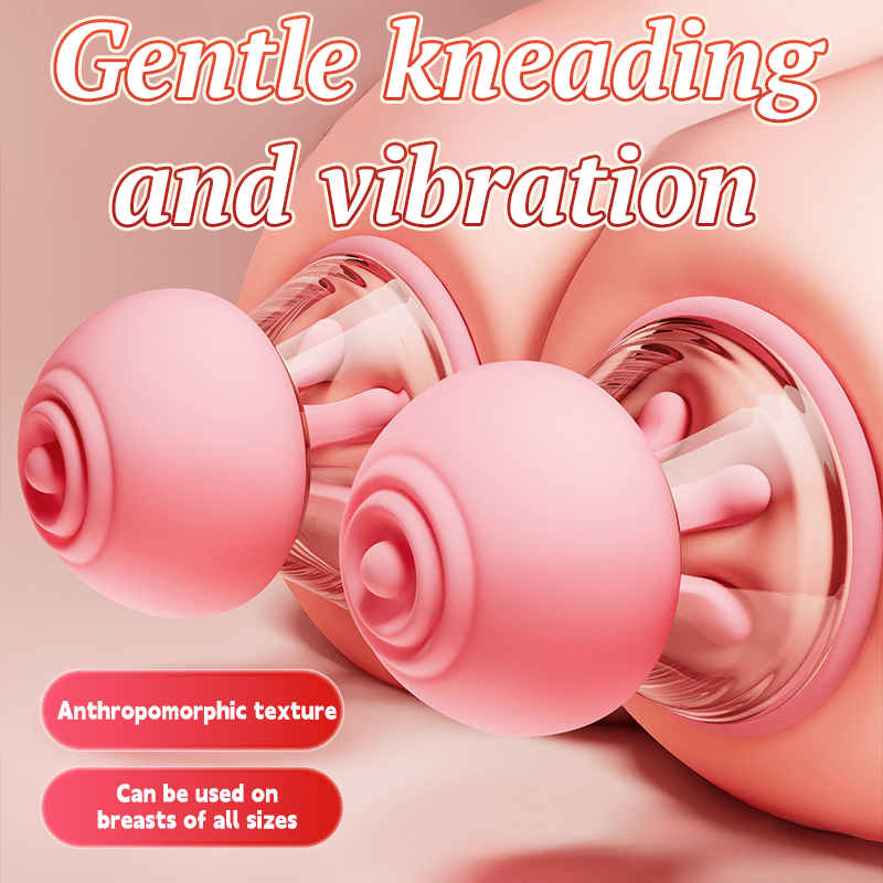 Close-up of kneading and vibration functions on nipple clamps