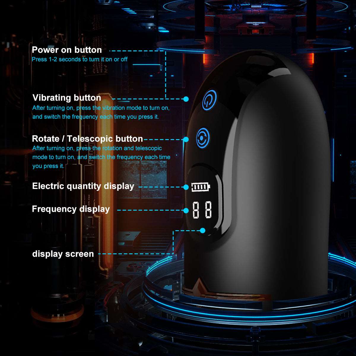 Advanced penis massager featuring thrusting, rotating, and vibrating functions