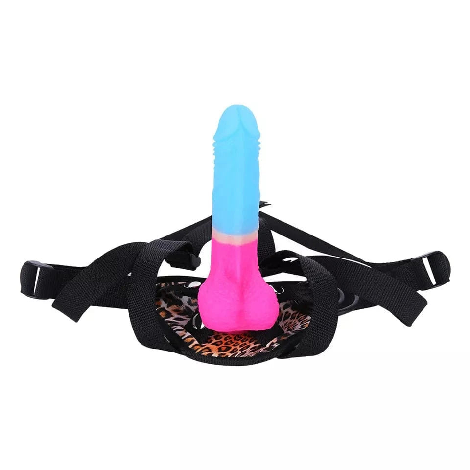 Model wearing adjustable strap-on harness showing comfortable fit
