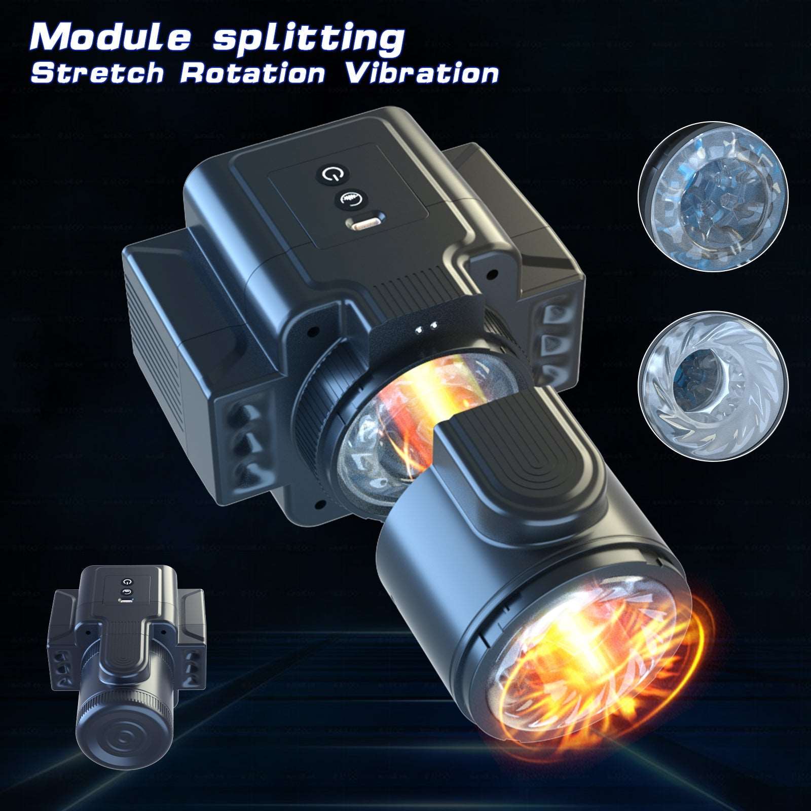 Male pleasure device featuring multiple rotation patterns