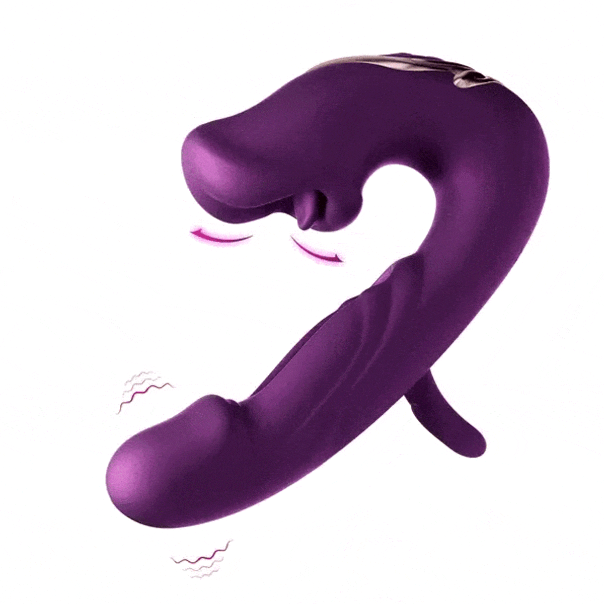 Close-up of the silicone tongue clitoral stimulator with biting and vibrating features