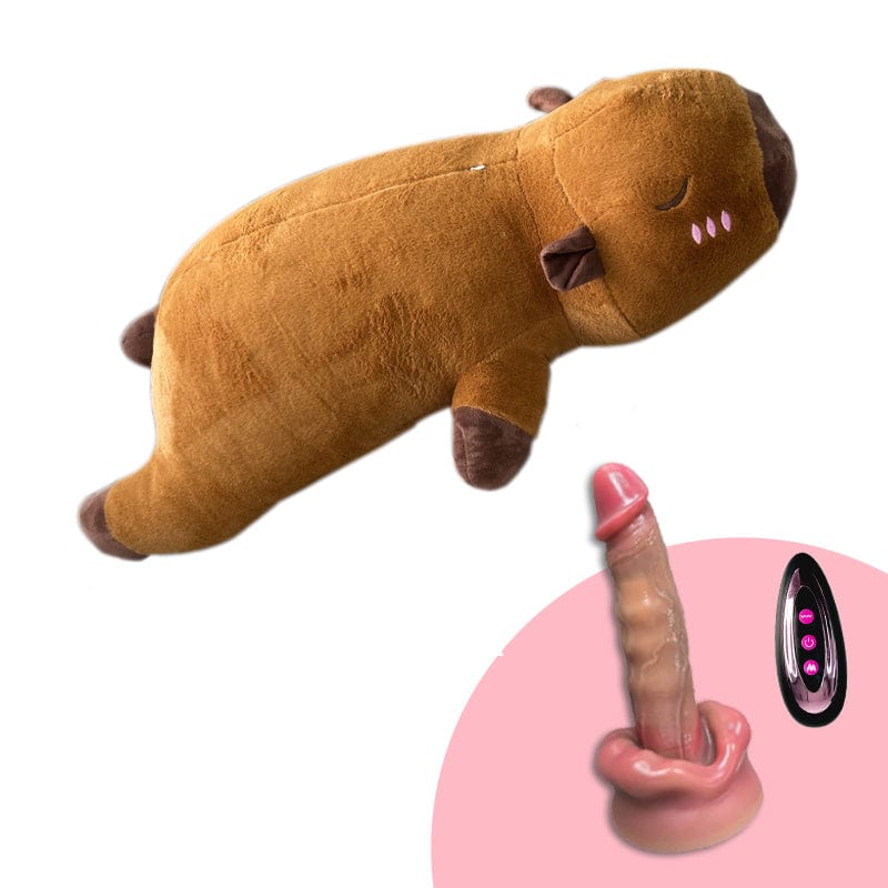 Close-up of thrusting mechanism and heating function on sex toy