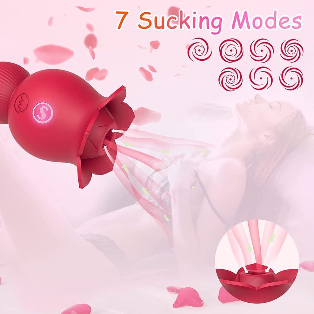intimilife - Rose Sucking and Tongue Vibrator 2 in 1 Rose Toy-IntimiLife