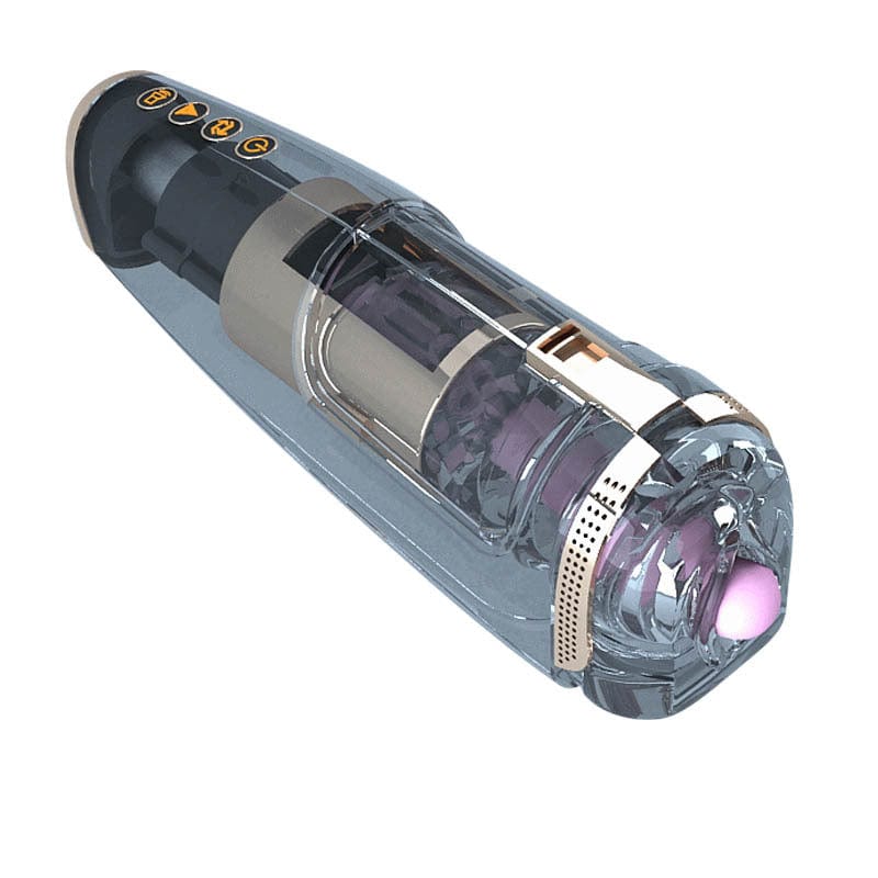 Male masturbator showing realistic design and heating function