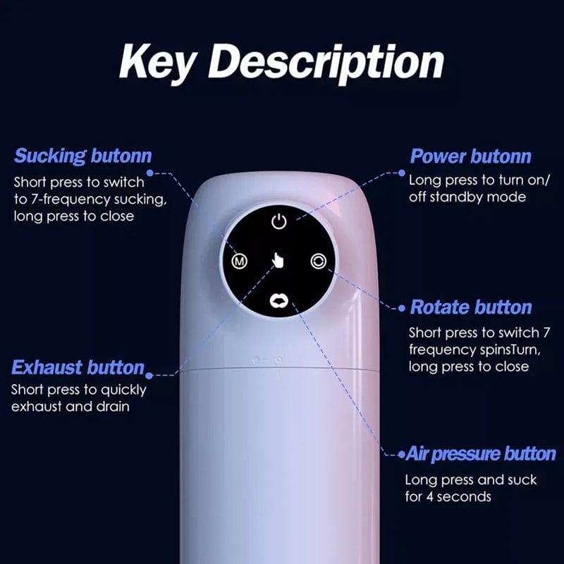 Device displaying different vibration and suction mode settings on control panel