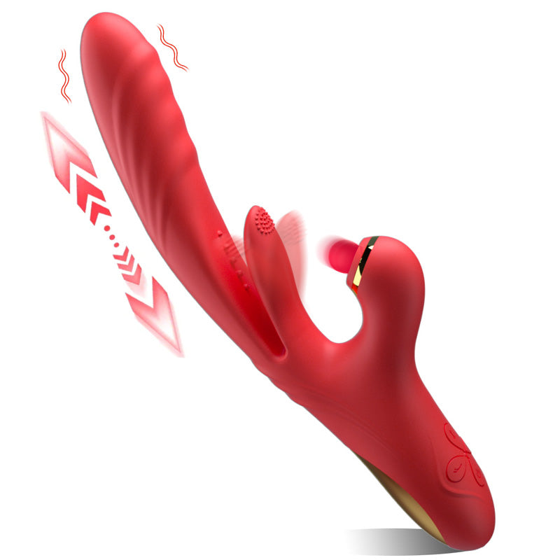 Close-up of the licking and clit tapping features on adult wellness toy
