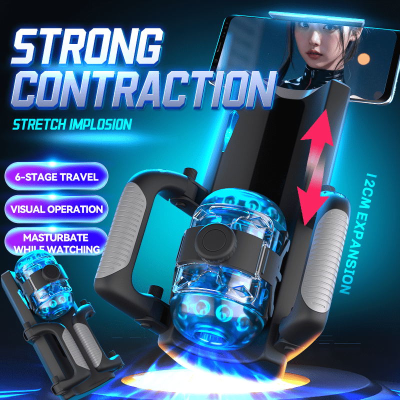 Thrusting toy in use with smartphone mount attached for immersive experience
